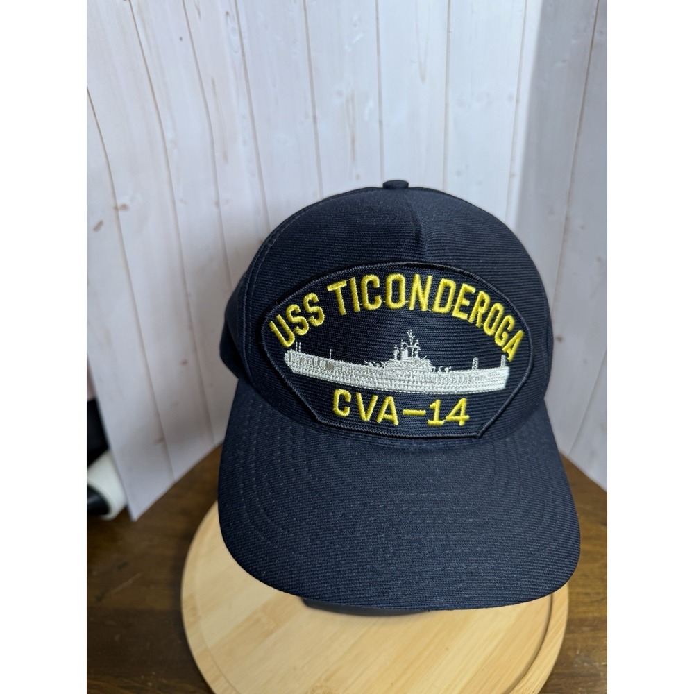 USS TICONDEROGA CVA-14 SHIP HAT‎ - NAVY BLUE - Veteran - Made In USA  Never Wore